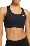 Nike Swoosh Dri-fit Racerback Sports Bra In Black/ White