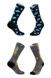 Tribe Socks Men's And Women's Blue Blastoff Socks, Set Of 2 In Blue Grey Multi