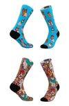 TRIBE SOCKS ASSORTED 2-PACK HIPSTER PETS & HIPSTER DOGS CREW SOCKS,HIPSTERDOGPACK