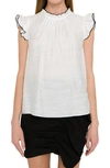 English Factory Flutter Sleeve Top In White