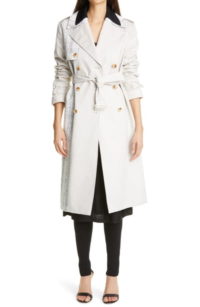 St John Techno Cotton And Tweed Trench Coat In Limestone