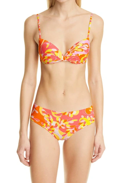 Pucci Abstract-print Bikini Top In Coral Yellow