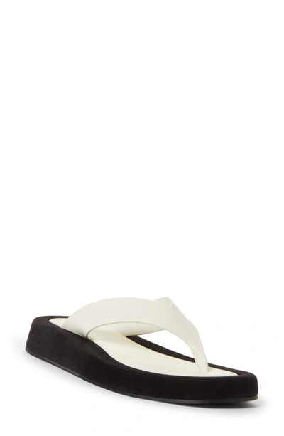The Row Ginza Two-tone Leather And Suede Platform Flip Flops In Neutrals