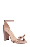 Kate Spade Flamenco Bow Patent Block-heel Sandals In Peach Shake Patent Leather