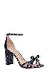 Kate Spade Flamenco Bow Polka-dot Block-heel Sandals In Black/ French Cream