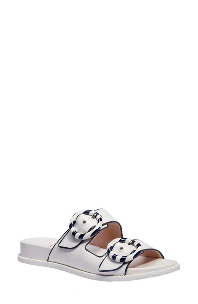 Kate Spade Buckle-fastening Leather Sandals In Parchment/ Blazer Blue Leather