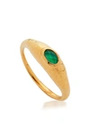 Monica Vinader Gold Plated Vermeil Silver Deia Green Onyx Ring In Yellow Gold
