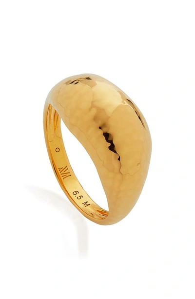Monica Vinader Gold Plated Vermeil Silver Deia Domed Ring In Yellow Gold