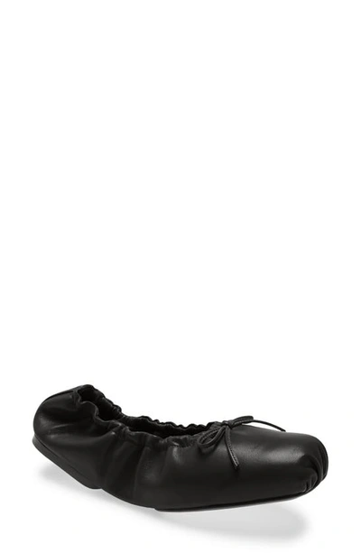 Khaite Ashland Square-toe Leather Ballerina Flats In Black