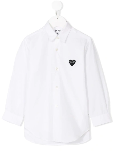 Comme Des Garçons Play White Shirt For Kids With Black Heart