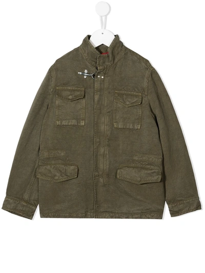 Fay Kids' Flap Pocket Military-style Jacket In Green