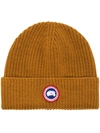 CANADA GOOSE LOGO-PATCH RIBBED-KNIT BEANIE