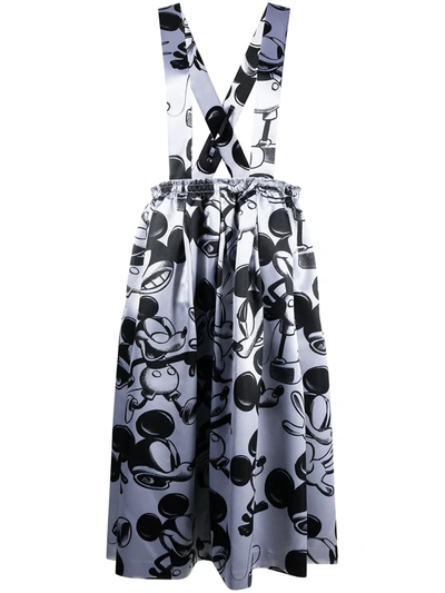 Comme Des Garçons Black & Silver Disney Edition Mickey Mouse Suspender Skirt