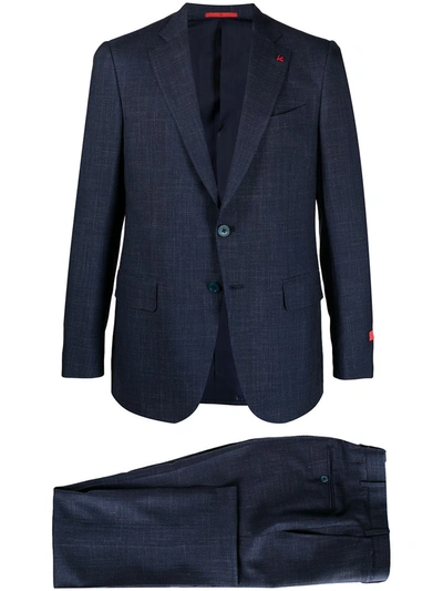 Isaia Fitted Single-breasted Suit In Navy