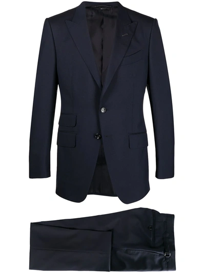 Tom Ford Peak-lapel Single-breasted Trouser Suit In Blue