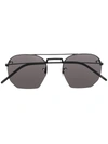 Saint Laurent Black Sl 422 Hexagonal Lens Sunglasses In Black