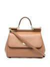 Dolce & Gabbana Sicily Medium Leather Shoulder Bag In Brown