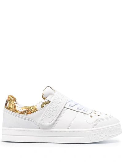 Versace Jeans Couture Crystal-embellished Low-top Trainers In White