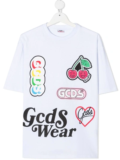Gcds Teen Mixed Logo Print T-shirt In White