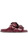 Valentino Atelier Petal-effect Leather Slides In Red