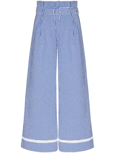 Shrimps Gingham Check Flared Trousers In Blau