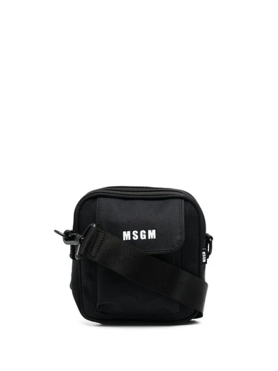 Msgm Men's 3040mz1807599 Black Other Materials Messenger Bag