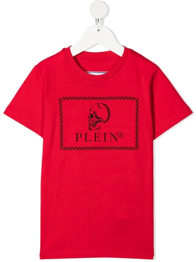 Philipp Plein Kids' Skull-print T-shirt In Red
