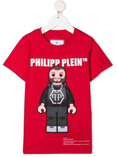 Philipp Plein Kids' Logo Graphic-print T-shirt In Red