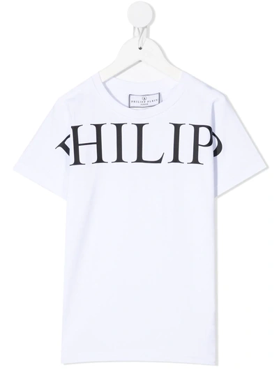 Philipp Plein Kids' Logo-print Cotton T-shirt In White
