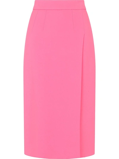 Dolce & Gabbana Fluted Stretch-crepe Midi Skirt In Bright Pink