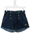 ALBERTA FERRETTI TEEN BUTTON-DETAIL DENIM SHORTS