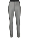 Moncler Silver Contrast Waistband Leggings In Grey