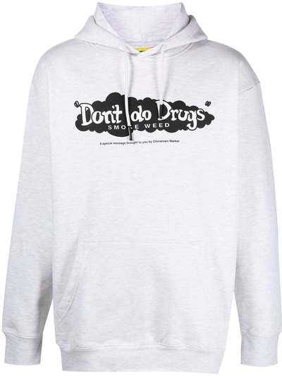 Chinatown Market Don't Do Drugs Print Hoodie In Grey