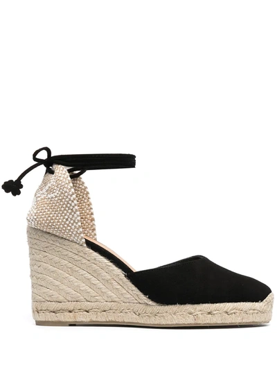 Castaã±er 95mm Carina Suede Espadrilles In Black