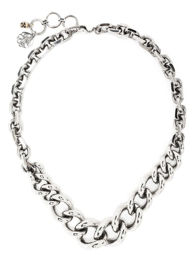 Alexander Mcqueen Chunky Curb Chain Necklace In Antique Silver