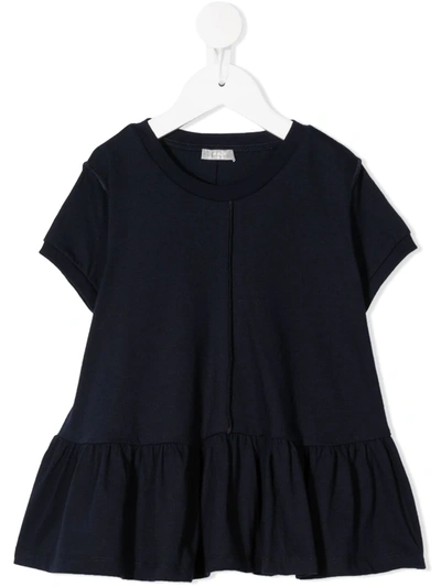 Il Gufo Kids' Ruffle Short-sleeve Top In Blue