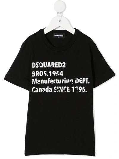 Dsquared2 Teen Logo Print T-shirt In Black