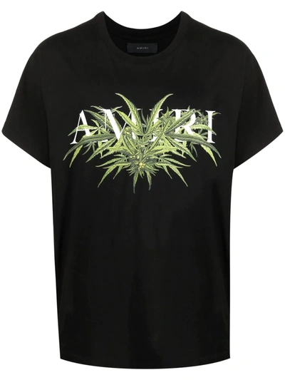 Amiri Cannabis Diagram Printed Cotton T-shirt In Black