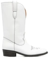 Via Roma 15 Stitch-embellished Western Boots In White