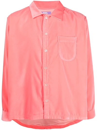 Erl Long-sleeved Velvet Shirt In Pink