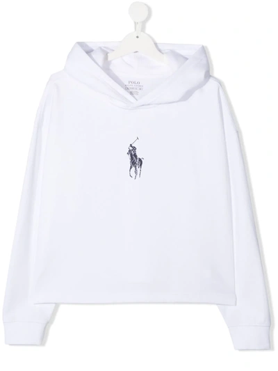 Ralph Lauren Kids' Logo Print Hoodie In White