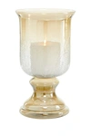 Willow Row Brown Glass Handmade Turned Style Pillar Hurricane Lamp With Smoked Glass Finish In Brown