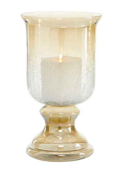 Willow Row Brown Glass Handmade Turned Style Pillar Hurricane Lamp With Smoked Glass Finish