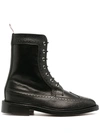 Thom Browne Brogue-detail Ankle Boots In Black