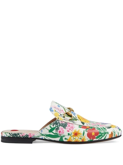 Gucci X Ken Scott Princetown Floral-print Slippers In White