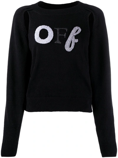 Off-white Embroidered Logo Cut Out Jumper In Black
