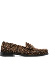 SAINT LAURENT LEOPARD-PRINT CALF HAIR LOAFERS