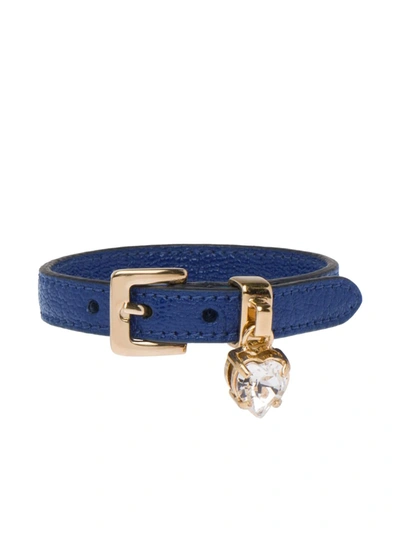 Miu Miu Heart Charm Buckle Bracelet In Blue