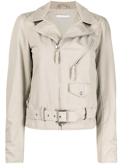 Pre-owned Helmut Lang 1990s Belted Biker Jacket In Neutrals