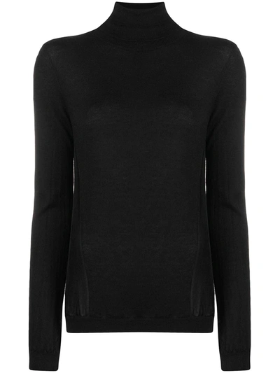 Pre-owned Valentino 2008 Fine Knit High Neck Top In Black